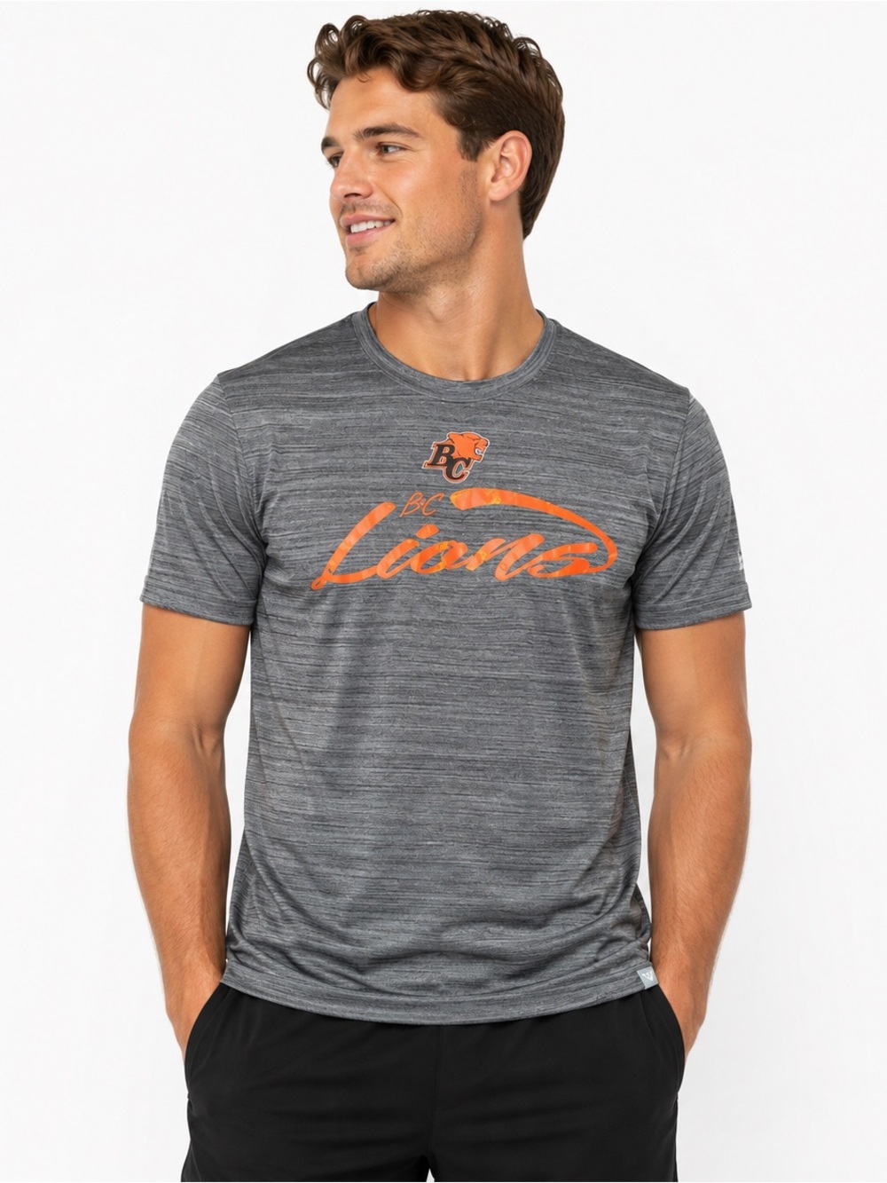 BC Lions Grey Performance Tee | Athletic Moisture-Wicking Shirt | Men’s Medium